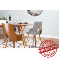 Lumisource CH-STLA WL+LGY2 Stella Mid-Century Modern Dining/Accent Chair in Walnut with Light Grey Fabric - Set of 2